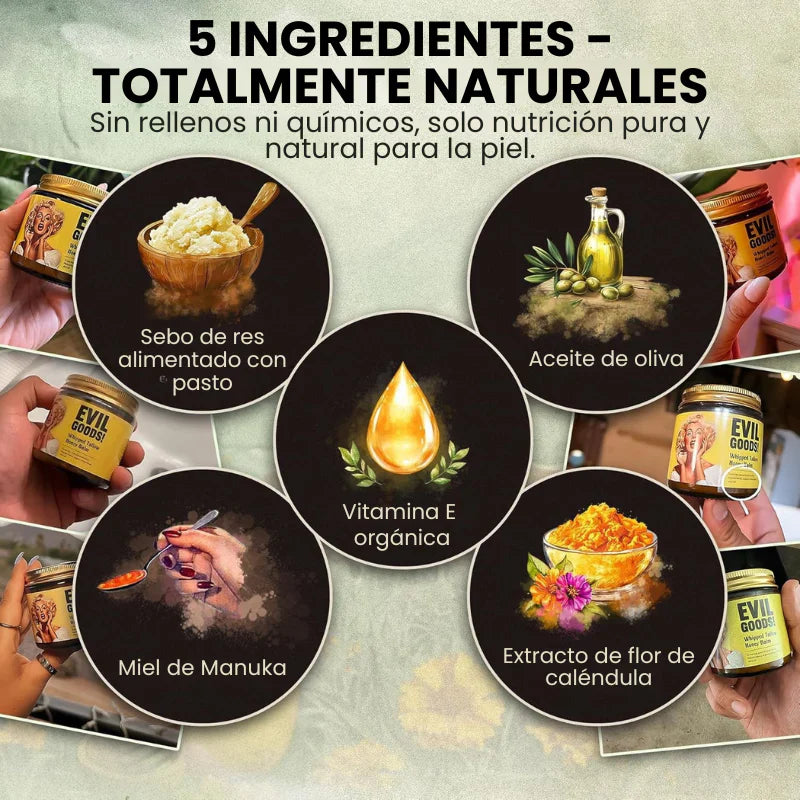 Evil Goods SEBO DE RES - Nutre tu piel con la fuerza ancestral + miel 100% natural